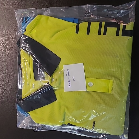 home + Femme Made on EarthPolo Blue Yellow Mens size XL New - Picture 4 of 4